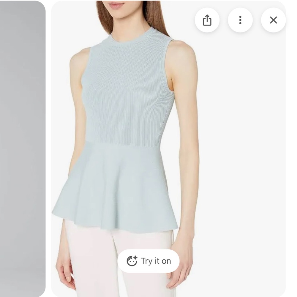 Theory Women's Sky Blue Textured Peplum Top